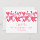 Waterverf Harten Birthday Bedankkaart (Voorkant)