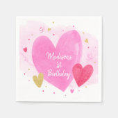 Waterverf Harten Birthday Servet (Voorkant)