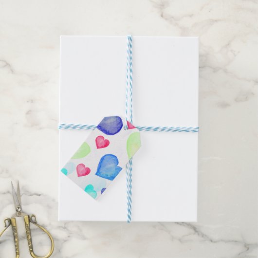 Waterverf harten cadeaulabel (Met Touw)