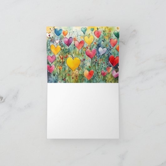 Waterverf harten dank u Wenskaart Bedankkaart (Binnen)