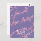 Waterverf Harten Drijvend Roze Paars Dank U  Briefkaart (Voorkant / Achterkant)