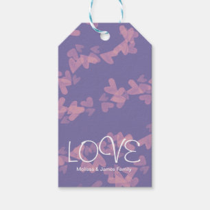 Waterverf Harten Drijvend Roze Paarse Liefde Cadeaulabel