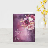 Waterverf Harten en Bloemen Valentijns's Groet Kaart (Gele Bloem)