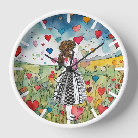 Waterverf harten en een klein meisje (Voorkant)