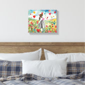 Waterverf harten en een klein meisje canvas afdruk (Insitu (Slaapkamer))