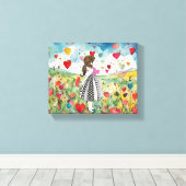 Waterverf harten en een klein meisje canvas afdruk (Insitu (Houten vloer))