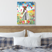 Waterverf harten en een klein meisje canvas afdruk (Insitu (Slaapkamer))