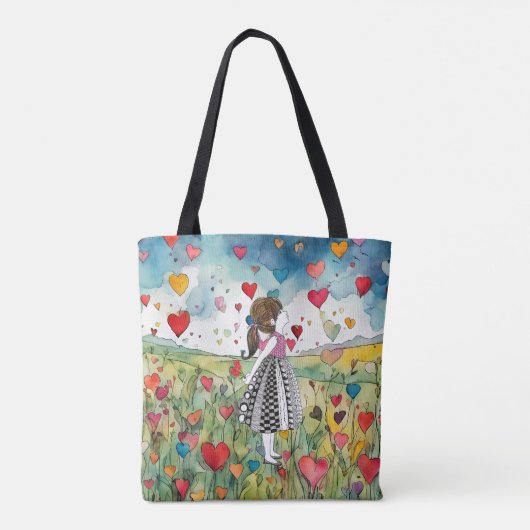 Waterverf harten en een klein meisje tote bag (Achterkant)