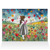 Waterverf harten en een klein meisje Wenskaart (Binnen Horizontaal (Boven))