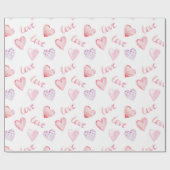 Waterverf harten en liefde Valentijnsdag Cadeaupapier (Vlak)