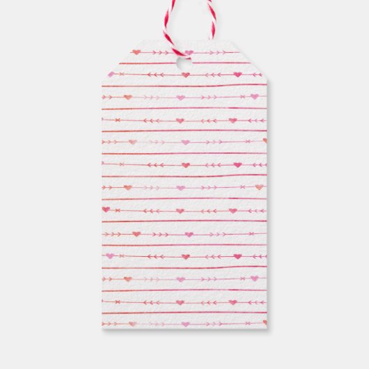 Waterverf harten en pijlen Valentijn Cadeaulabel (Achterkant)