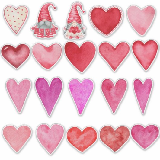 Waterverf harten en twee kabouters sticker (Voorkant)