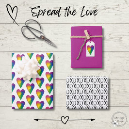 Waterverf Harten en XOXO Inpakpapier Vellen