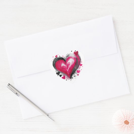 Waterverf harten hart sticker (Envelop)