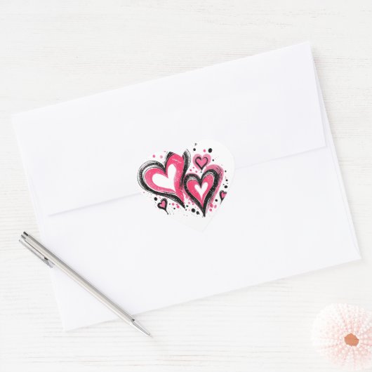Waterverf harten hart sticker (Envelop)