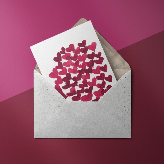 Waterverf harten in viva magenta Valentijnsdag Kaart