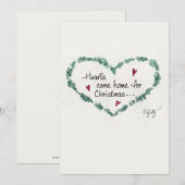  Waterverf Harten komen thuis voor kerstmis Feestdagenkaart (Voorkant / Achterkant)