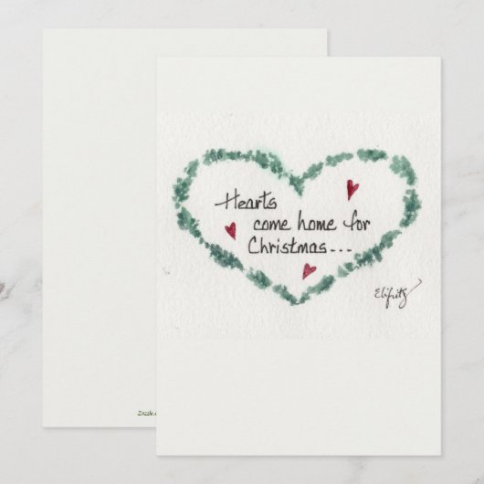  Waterverf Harten komen thuis voor kerstmis Feestdagenkaart (Voorkant / Achterkant)