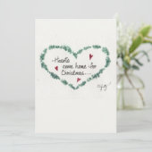  Waterverf Harten komen thuis voor kerstmis Feestdagenkaart (Staand voorkant)