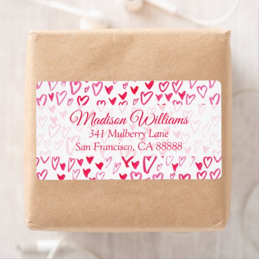 Waterverf harten | Liefdeswoorden Patroon IV Etiket (Insitu)