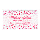 Waterverf harten | Liefdeswoorden Patroon IV Etiket (Voorkant)