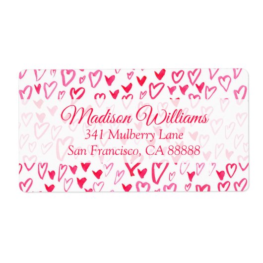 Waterverf harten | Liefdeswoorden Patroon IV Etiket (Voorkant)