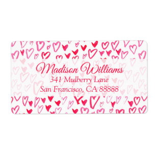 Waterverf harten Love Wordtern Pattern IV Etiket