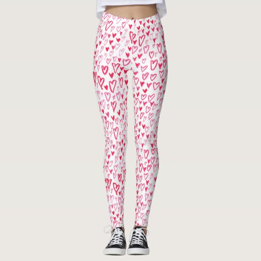 Waterverf harten | Love Wordtern Pattern IV Leggings (Voorkant)