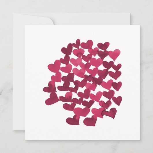 Waterverf harten - magenta Valentijnsdag Kaart (Voorkant)