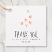 Waterverf Harten Meisje Baby shower Dank je Bedankjes Labels (Voorkant)