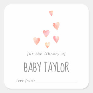 Waterverf Harten Meisje Baby shower Vierkante Sticker