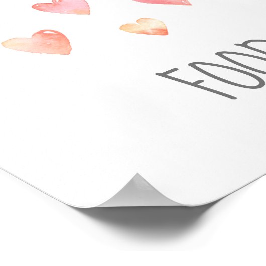 Waterverf Harten Meisje Baby shower Voedsel Tafel Poster (Hoek)
