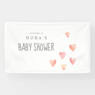 Waterverf Harten Meisje Baby shower Welkomstbanner Spandoek