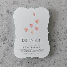 Waterverf Harten Meisje Baby Sprinkle Uitnodiging