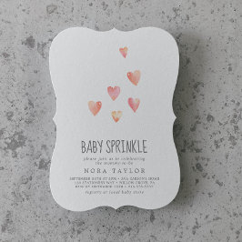 Waterverf Harten Meisje Baby Sprinkle Uitnodiging