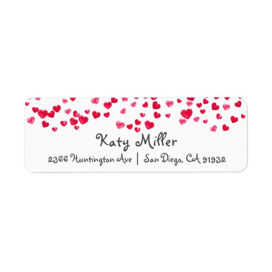 Waterverf Harten Meisjes Adres Etiket (Voorkant)