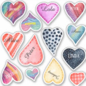 Waterverf harten met 10 bewerkbare namen stickers (Voorkant)