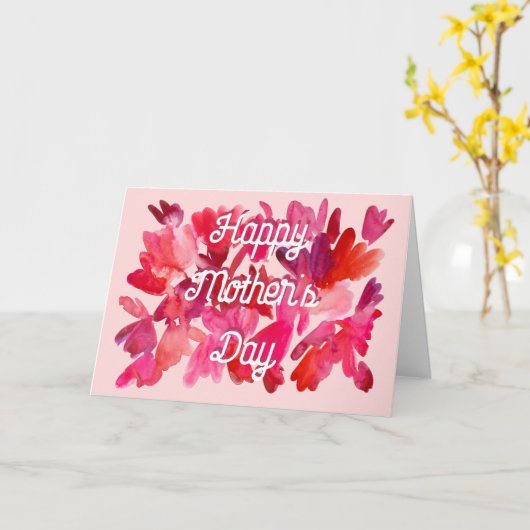 Waterverf harten Moederdag Kaart (Gele Bloem)