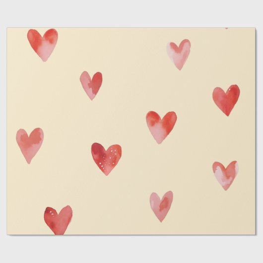Waterverf Harten Naadloos Patroon Cadeaupapier (Vlak)