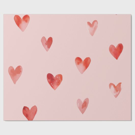 Waterverf Harten Naadloos Patroon Cadeaupapier (Vlak)
