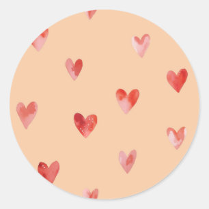 Waterverf Harten Naadloos Patroon Ronde Sticker