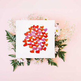 Waterverf harten - oranje Valentijnsdag Kaart
