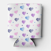 Waterverf Harten Patroon Blauw Roze Paarse Blikjeskoeler (Voorkant)