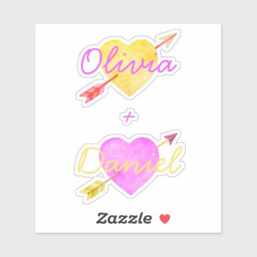 Waterverf Harten Pijlen Heldere Valentijn Liefde Sticker (Vel)