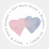 Waterverf harten rond adres label Sticker (Voorkant)