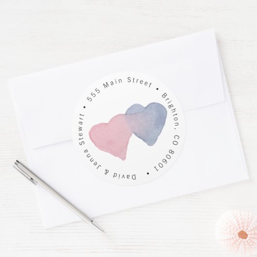 Waterverf harten rond adres label Sticker (Envelop)