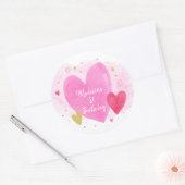 Waterverf Harten roze roze verjaardag Ronde Sticker (Envelop)