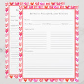 Waterverf Harten Roze Witte Recept Papier Vel (Voorkant / Achterkant)