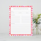 Waterverf Harten Roze Witte Recept Papier Vel (Staand voorkant)