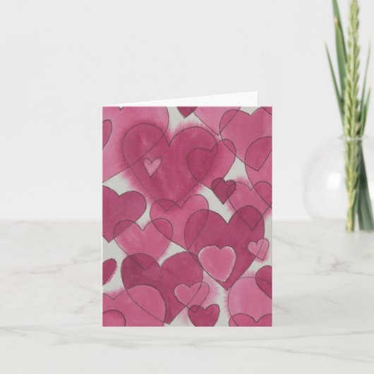 Waterverf Harten Valentijn Bedankkaart (Voorkant)